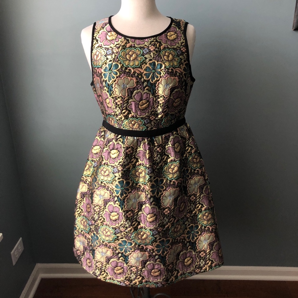 Anthropologie Ladakh Floral Print Brocade Dress
